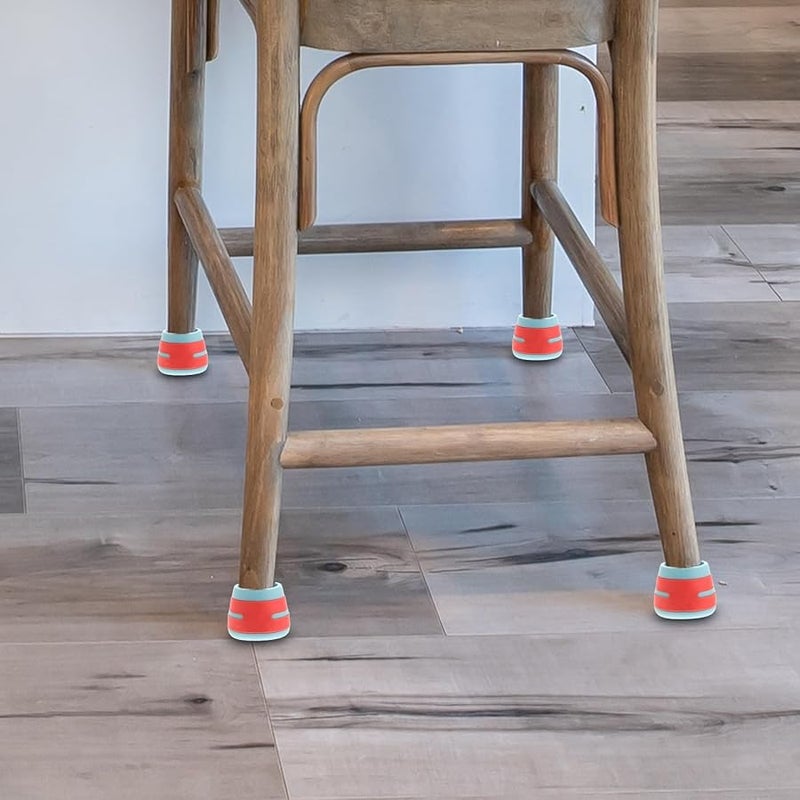 Safigle 16pcs Silicone Chair Leg Caps Table Floor Protectors Non Slip Noise Reducing Pads Red Blue - Image 5
